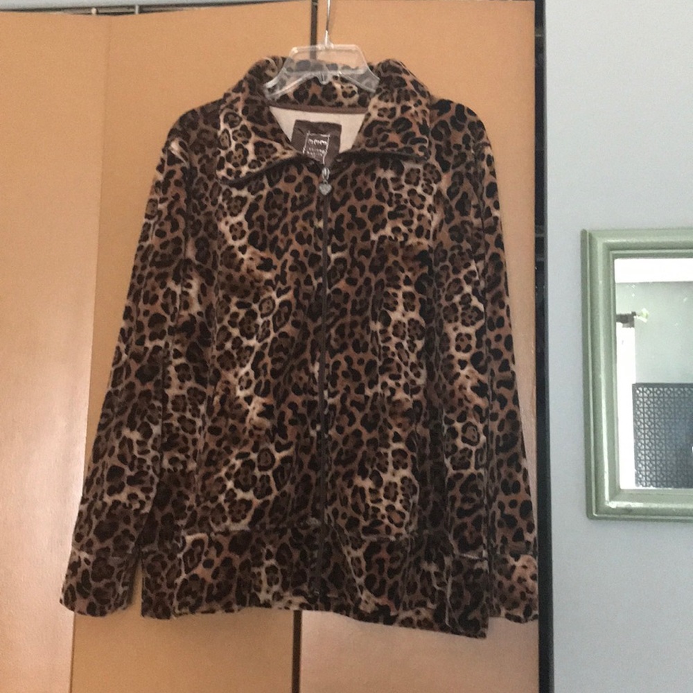 Three of hearts velour leopard Jacket 1X
